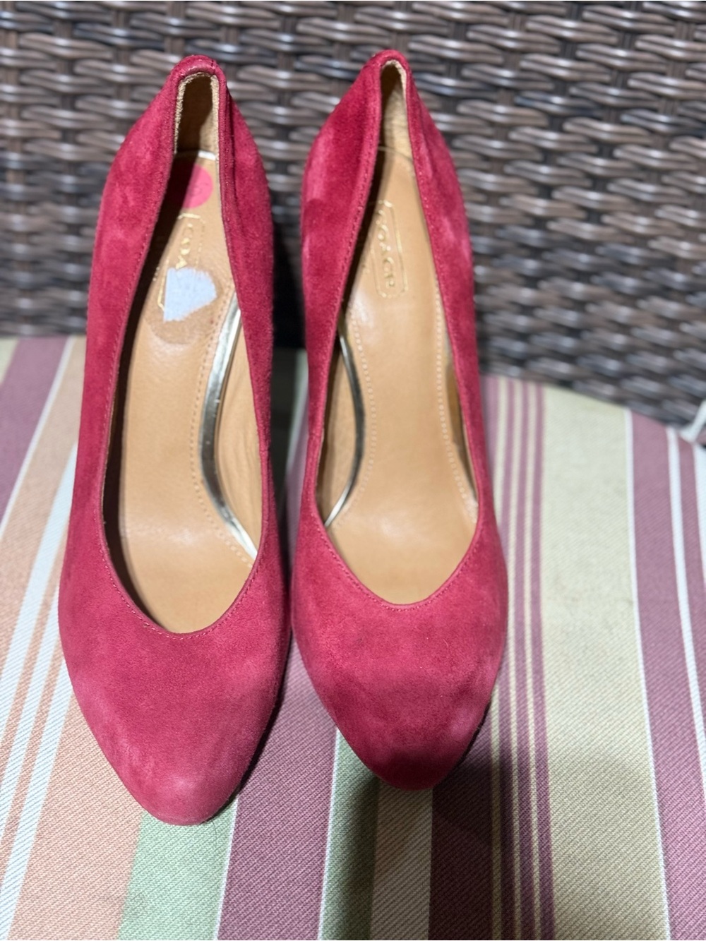 NEW Vintage Coach Red Suede Pumps Size 8.5 Stiletto Heel Classic Designer Heels